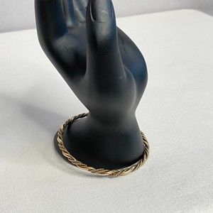 Bangle Bracelet Gold Tone Metal Three Strand Twists